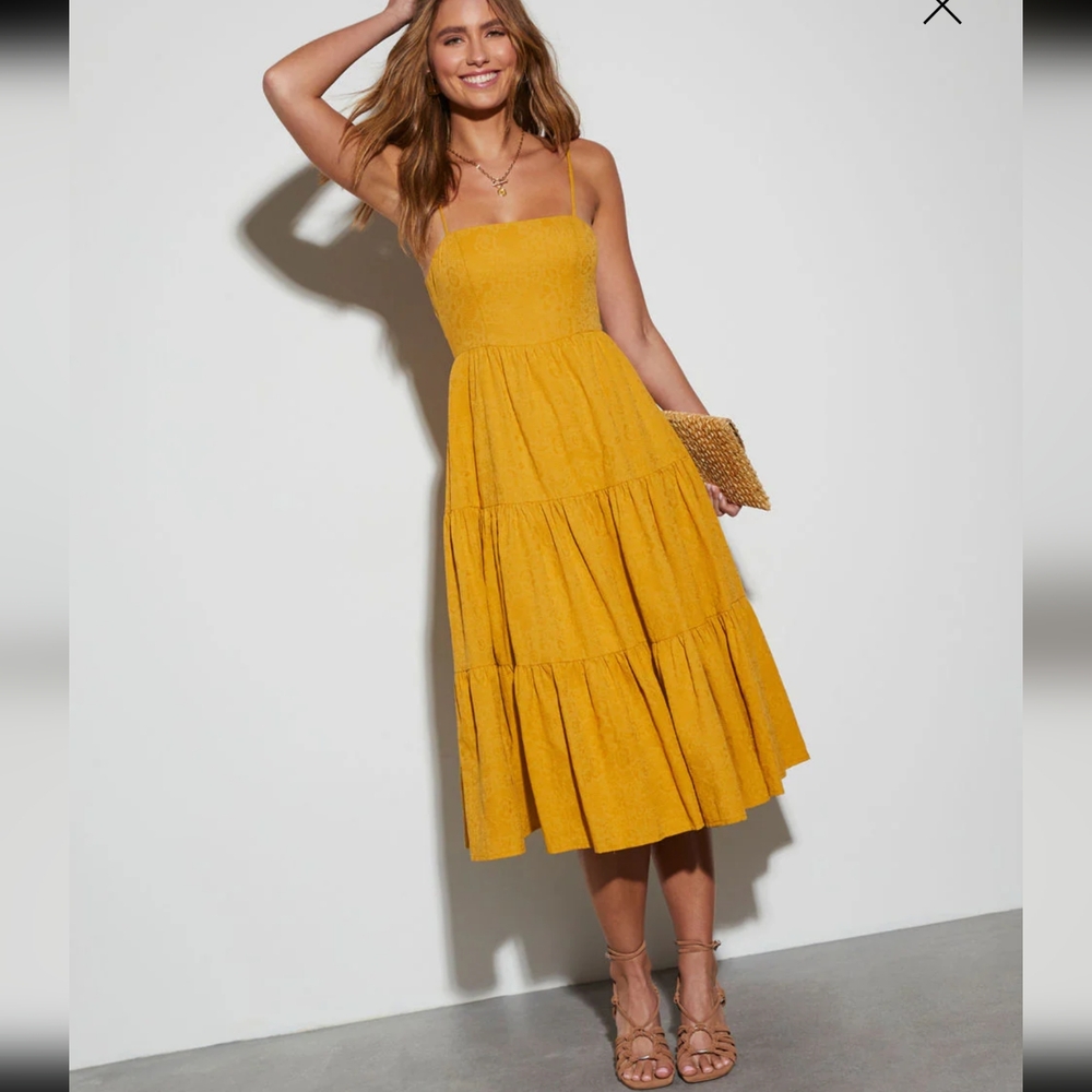 Vici marigold Tie back midi dress